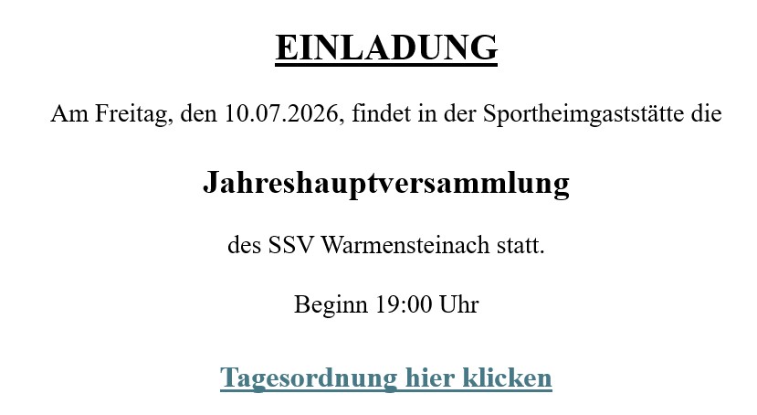 Einladung Jahreshauptversammlung 10.07.2026
